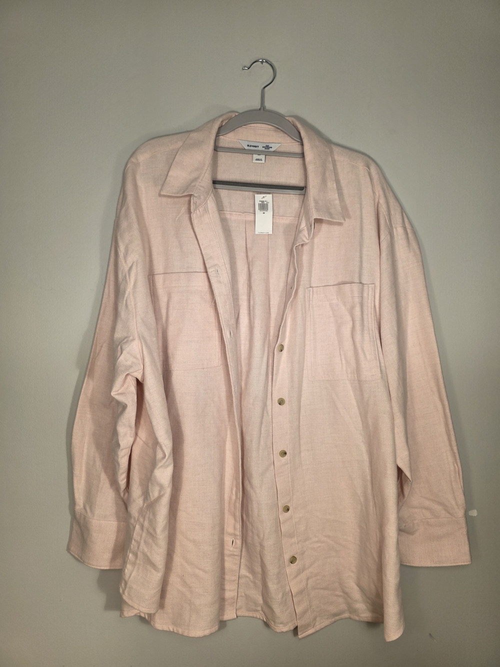 Old Navy Boyfriend Shirt Pale Pink Button-Up
